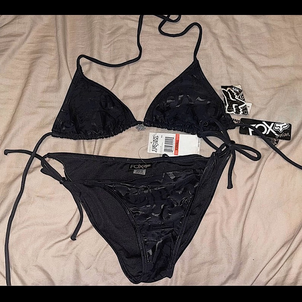 Fox string bikini black Top- S. Bottom- XS